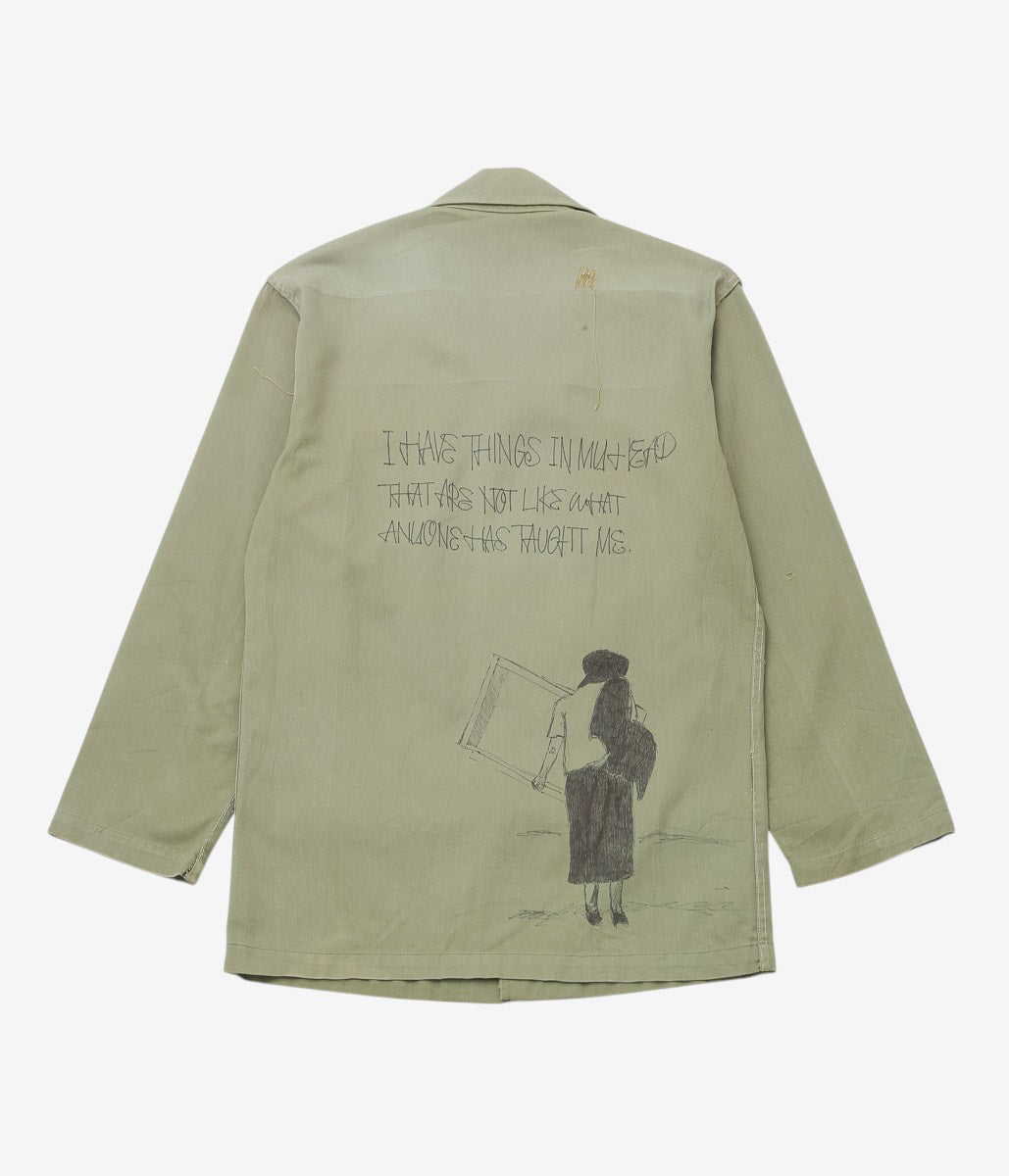 SWELL VINTAGE × MAIDENS SHOP WOMEN ''MILITARY SHIRT W/TAGGING | 3'' (GREEN)