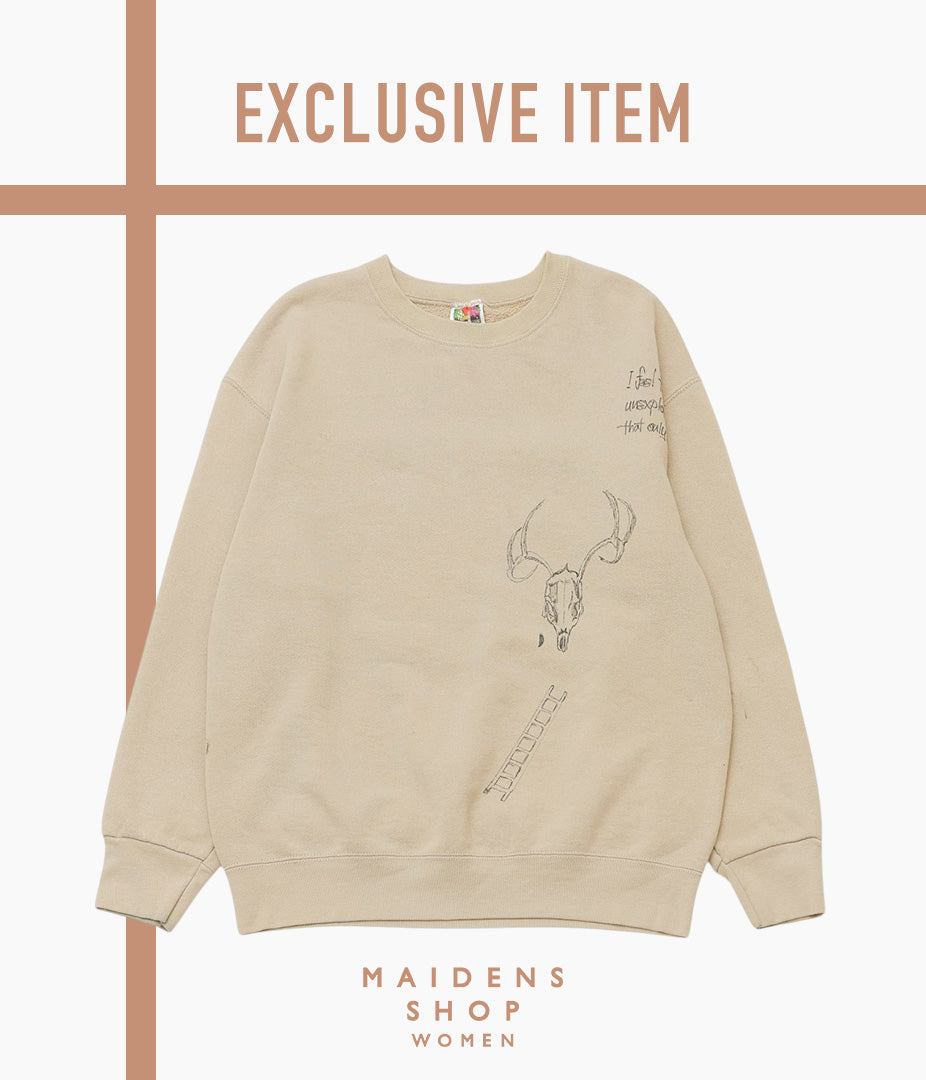 SWELL VINTAGE × MAIDENS SHOP WOMEN ''80-90's SWEAT SHIRT W/TAG6 "BONE"'' (BEIGE)