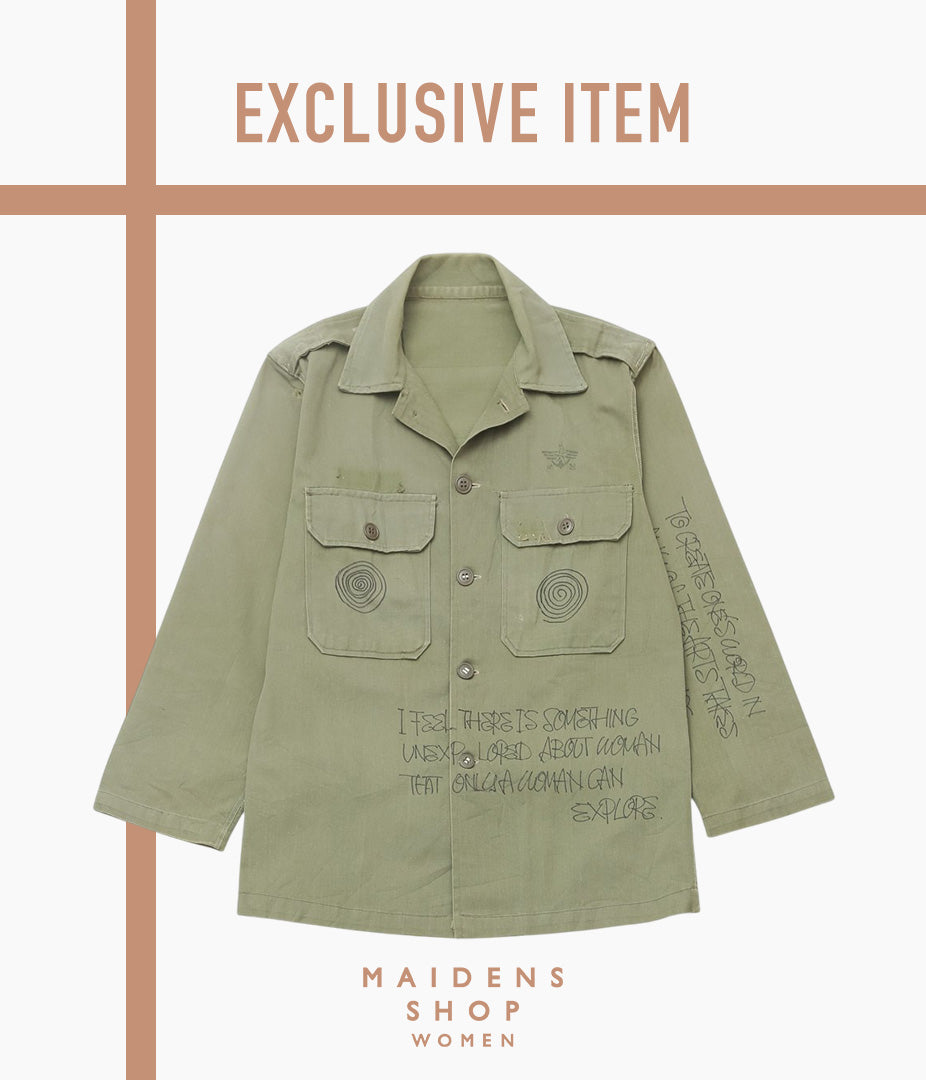 SWELL VINTAGE × MAIDENS SHOP WOMEN ''MILITARY SHIRT W/TAGGING | 3'' (GREEN)