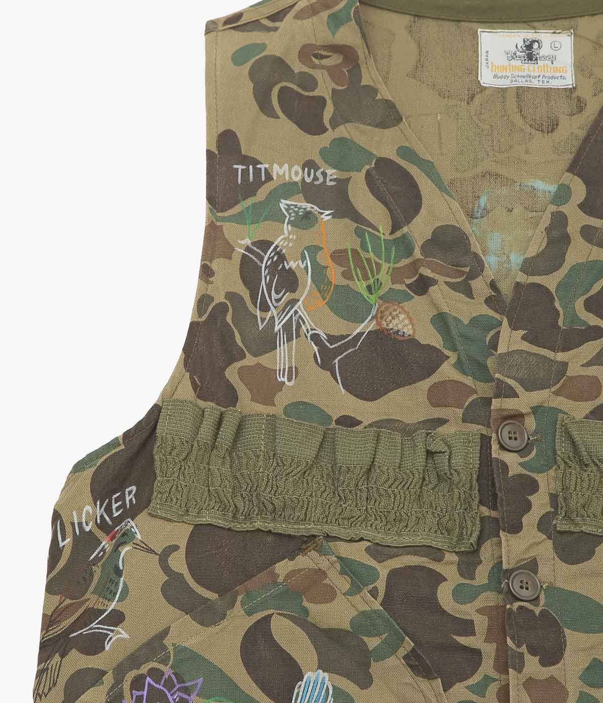 TAKURO NAKAMURA ''HANDPAINTED HUNTING VEST 11 CAMO'' (ASSO)