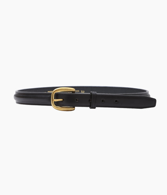 TORY LEATHER ''2167 CLASSIC BRIDLE LEATHER RAISED BELT'' (BLACK/BRASS)