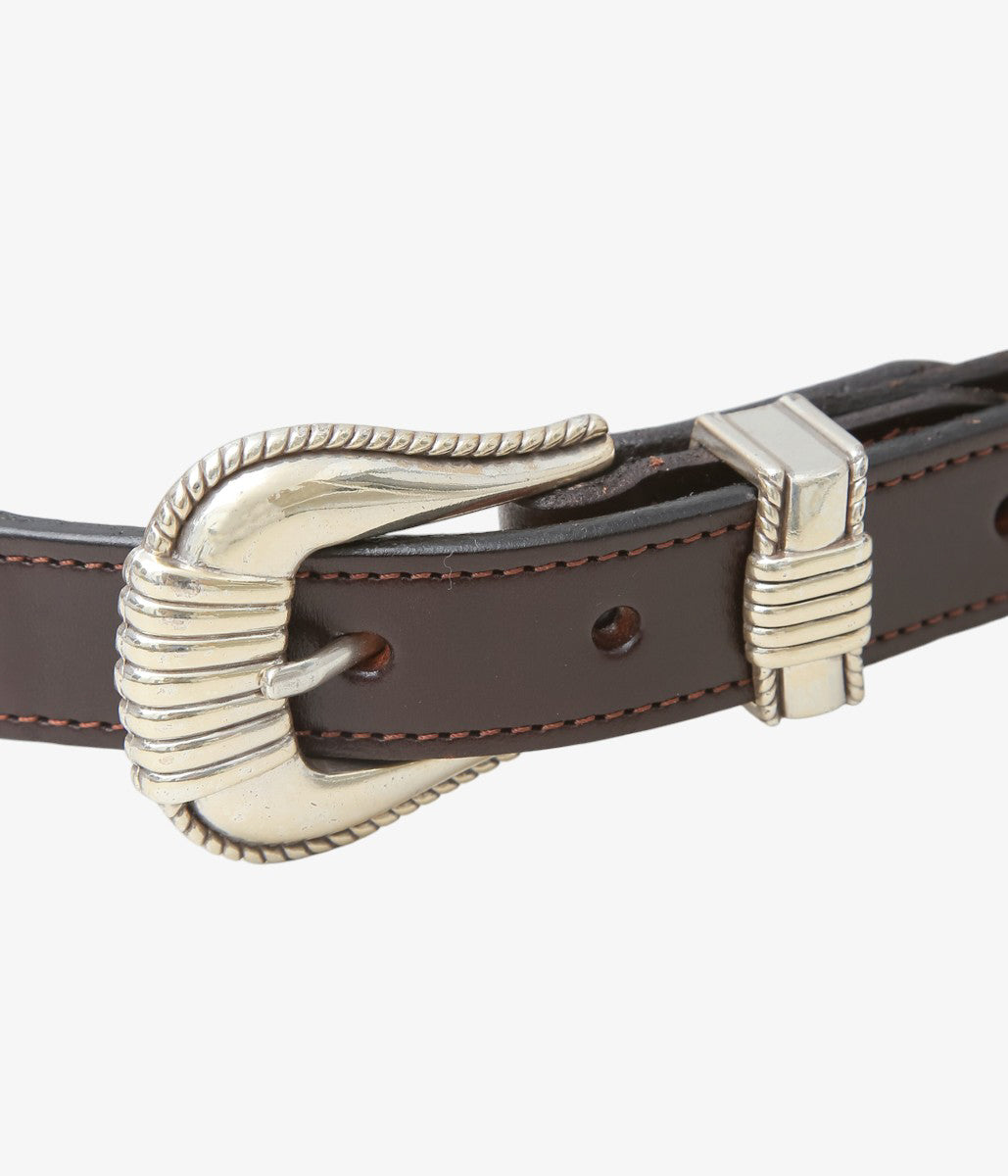 TORY LEATHER ''3030 NATIVE WEBBING AND SPIRAL PATERN BELT'' (HAVANA/NICKLE)