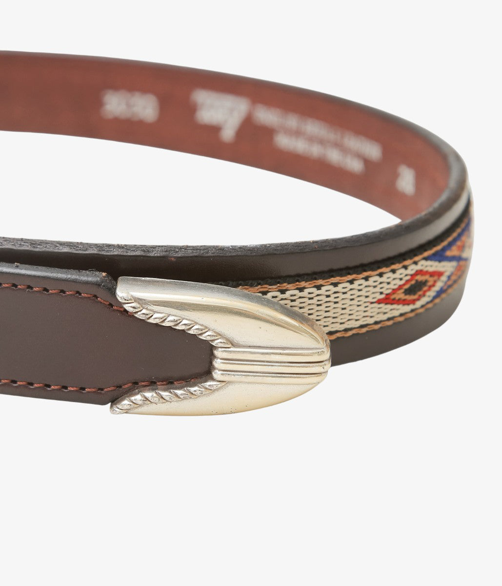 TORY LEATHER ''3030 NATIVE WEBBING AND SPIRAL PATERN BELT'' (HAVANA/NICKLE)