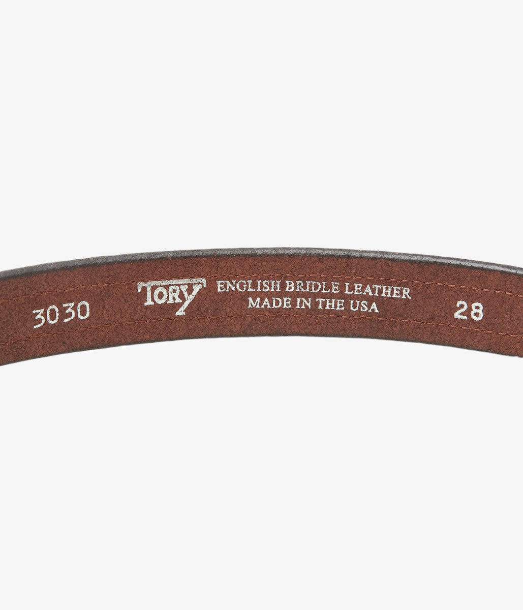 TORY LEATHER ''3030 NATIVE WEBBING AND SPIRAL PATERN BELT'' (HAVANA/NICKLE)