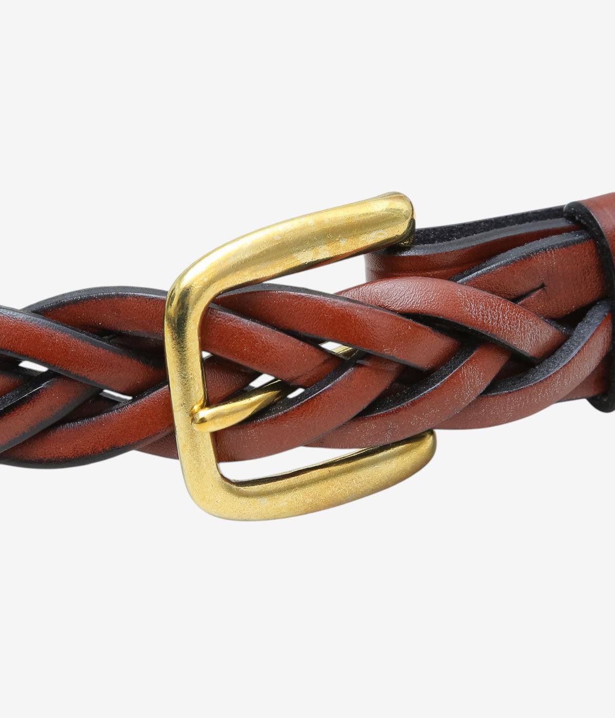 TORY LEATHER '3182 1-1/4 LONG TIP BRAIDED BELT' (OAKBARK/BRASS)