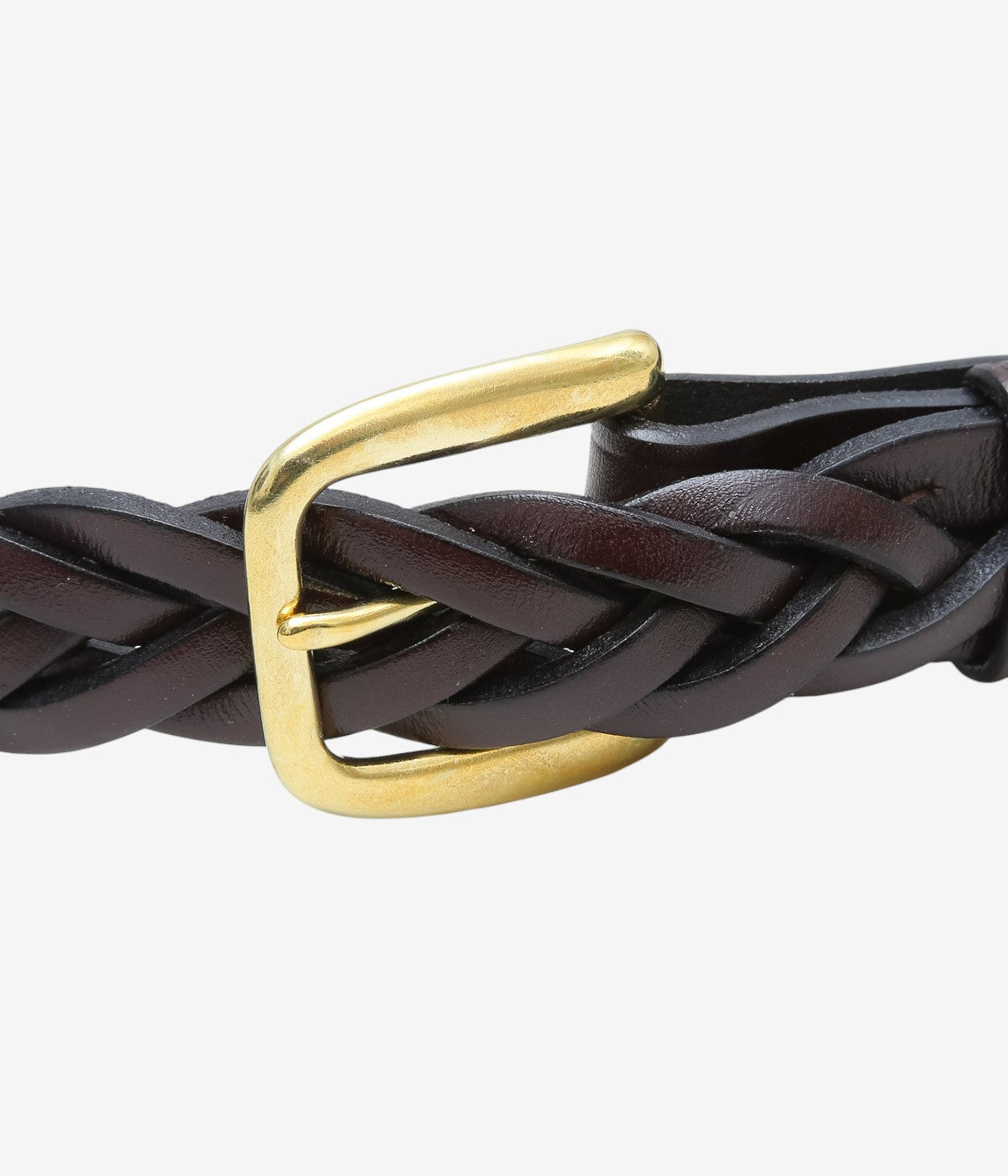 TORY LEATHER '3191 1-1/4 LONG TIP BRAIDED BELT' (HAVANA/BRASS)