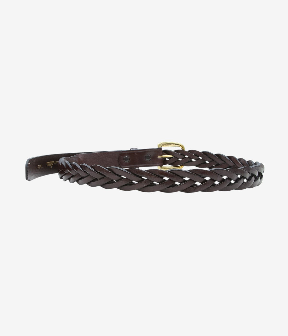 TORY LEATHER '3191 1-1/4 LONG TIP BRAIDED BELT' (HAVANA/BRASS)