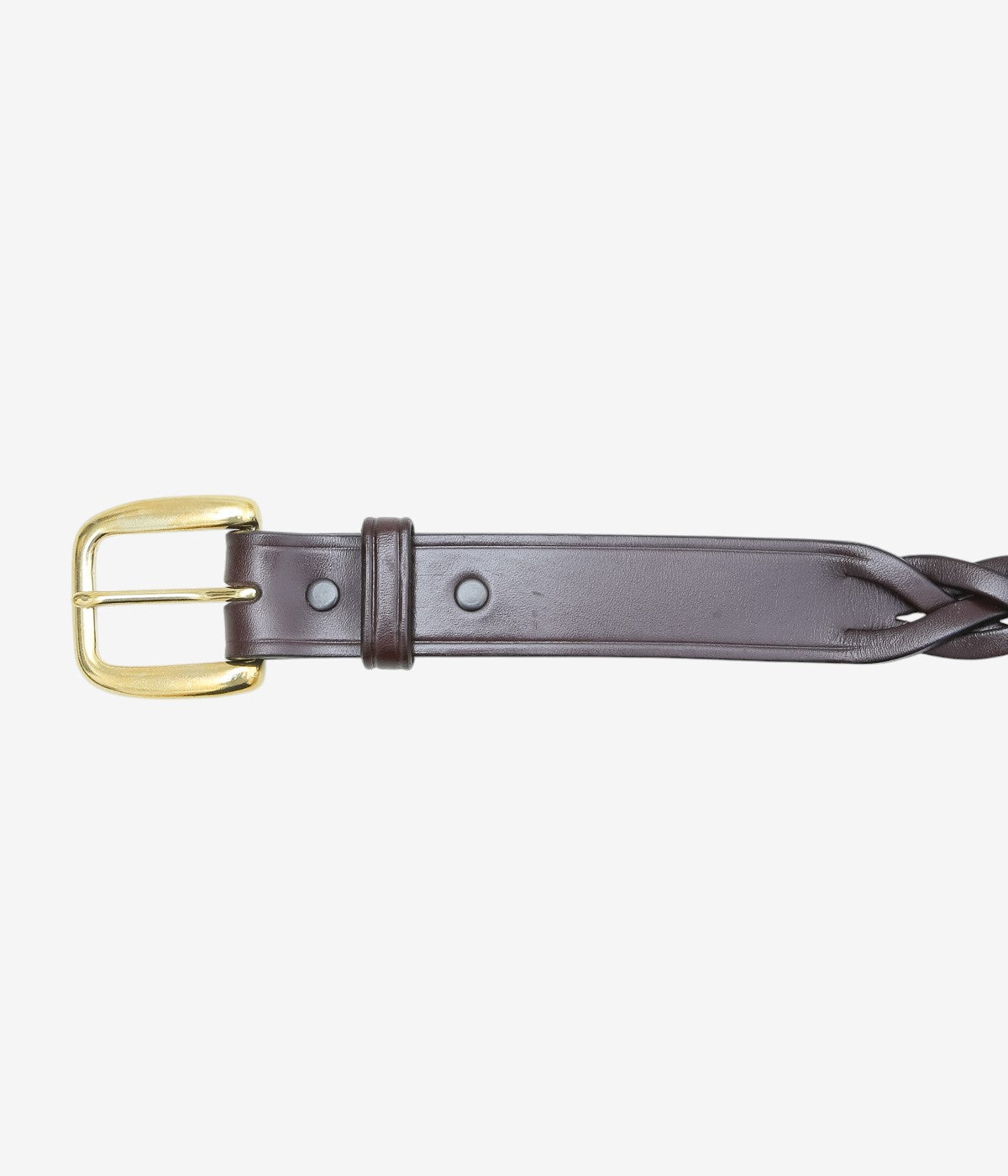TORY LEATHER '3191 1-1/4 LONG TIP BRAIDED BELT' (HAVANA/BRASS)