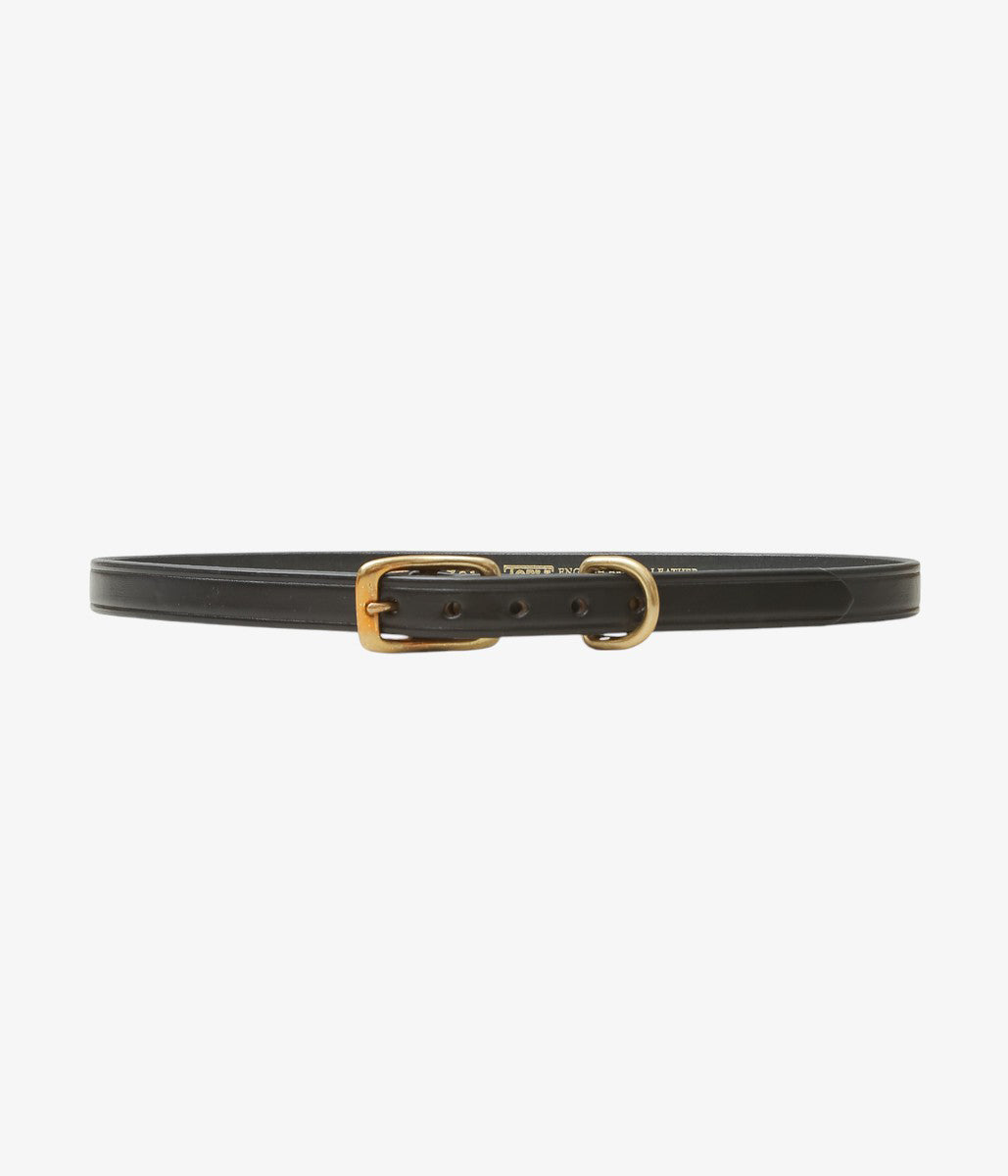 TORY LEATHER ''3213 3/4 WIDE PLAIN CREASED BELT'' (BLACK/BRASS)