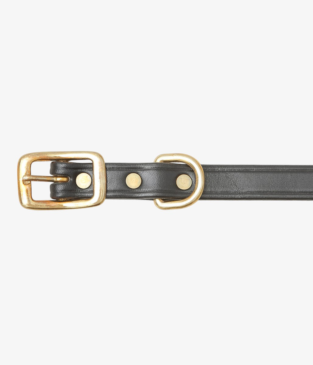 TORY LEATHER ''3213 3/4 WIDE PLAIN CREASED BELT'' (BLACK/BRASS)