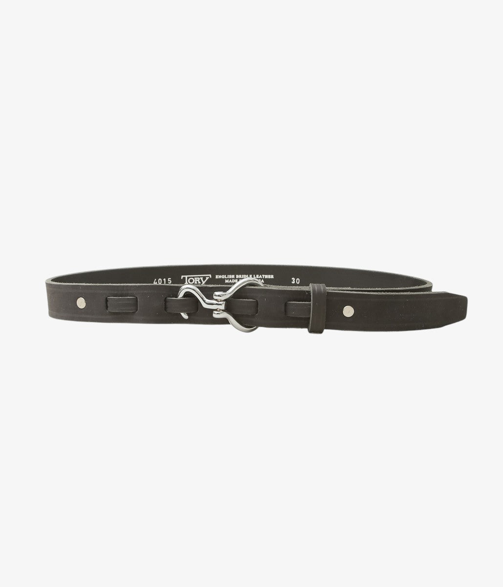 TORY LEATHER ''4015 NUBUCK MINI HOOF PICK BELT'' (BLACK/NICKEL)