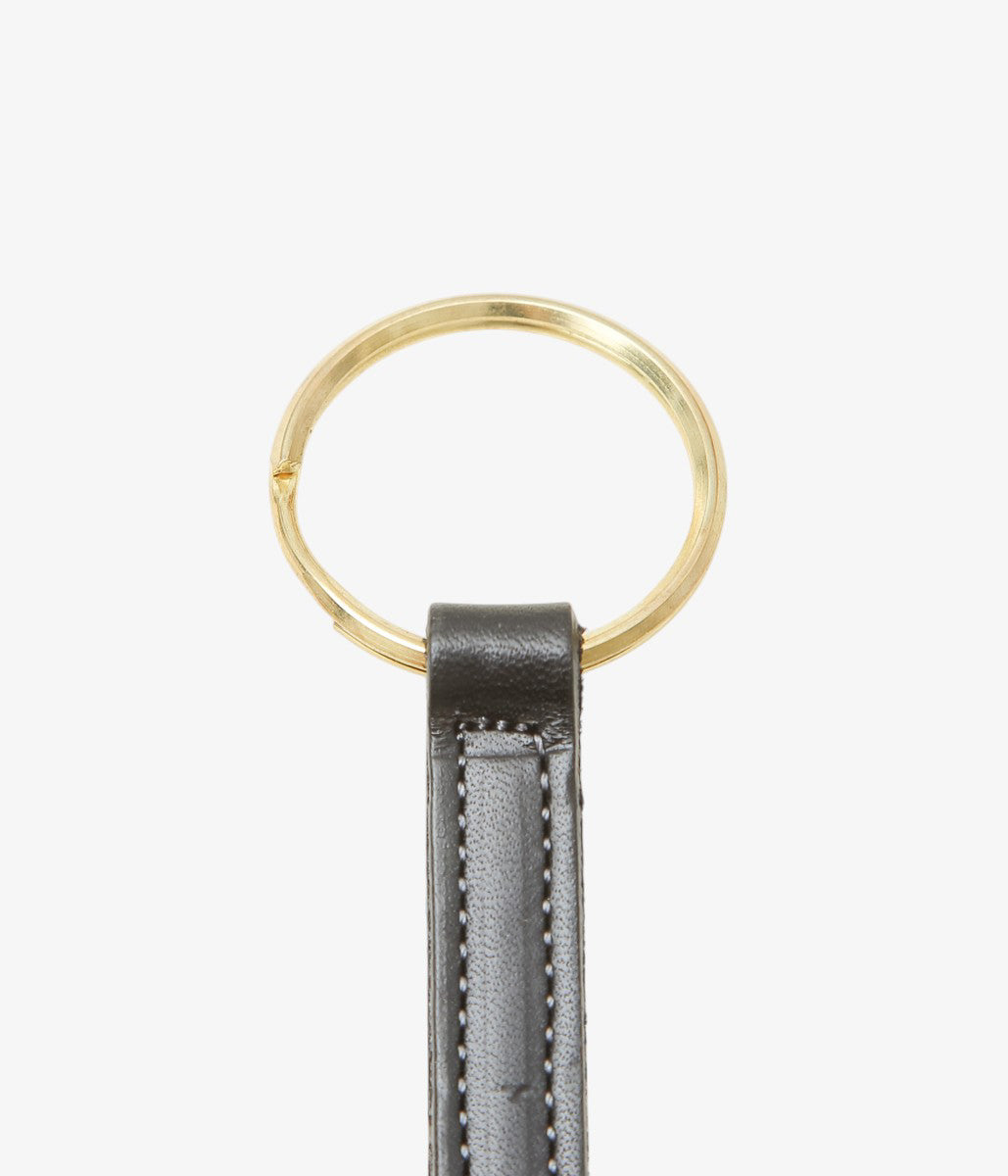 TORY LEATHER ''STIRUP LEATHER KEY FOB'' (BLACK/BRASS)