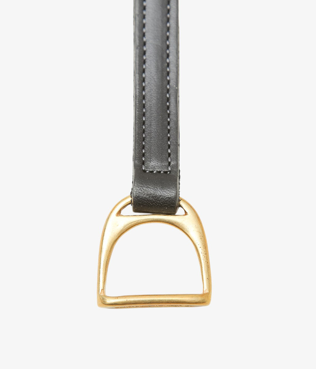 TORY LEATHER ''STIRUP LEATHER KEY FOB'' (BLACK/BRASS)