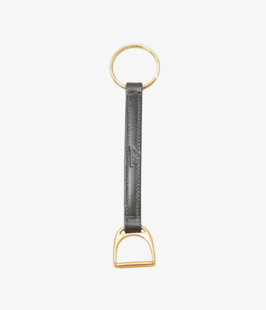 TORY LEATHER ''STIRUP LEATHER KEY FOB'' (BLACK/BRASS)