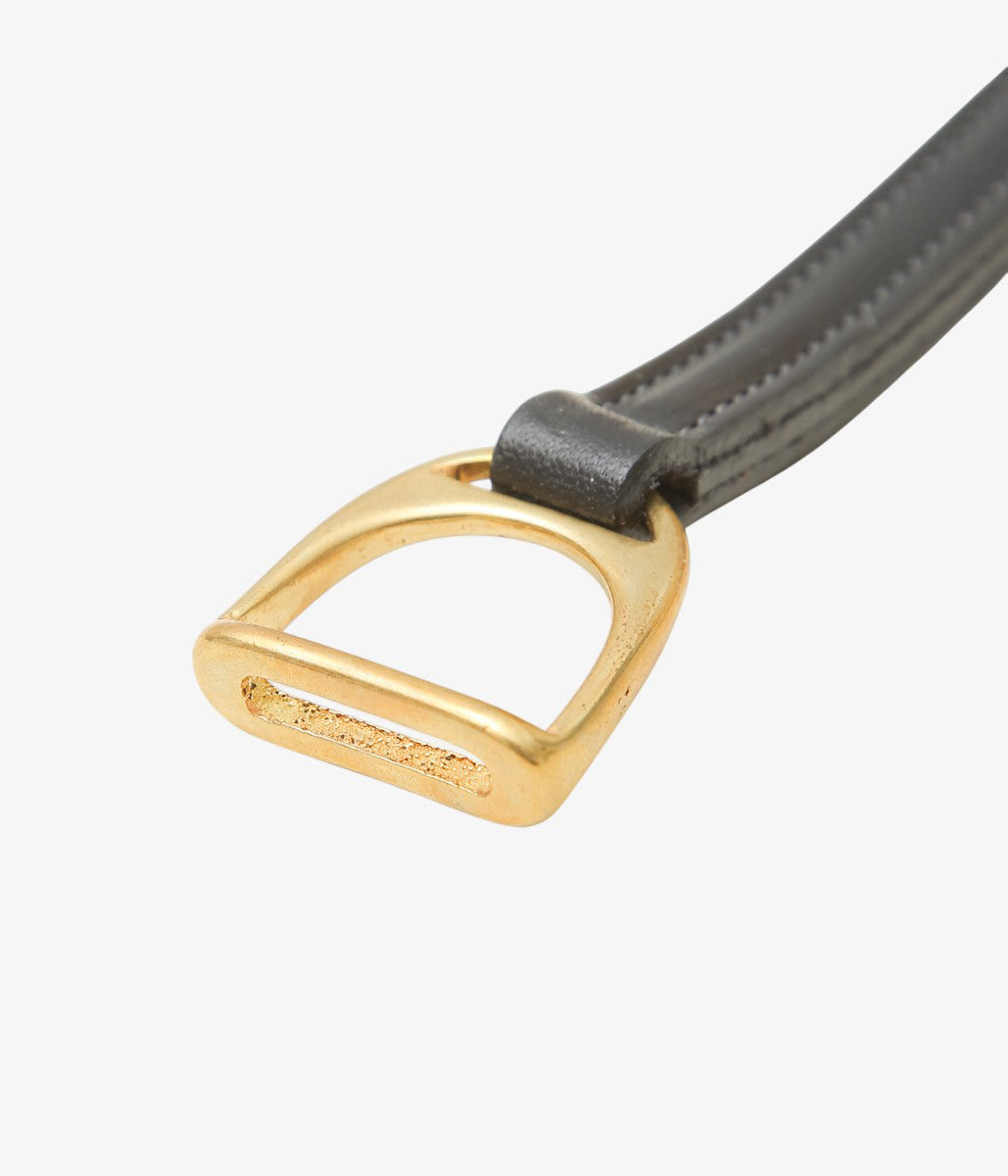 TORY LEATHER ''STIRUP LEATHER KEY FOB'' (BLACK/BRASS)