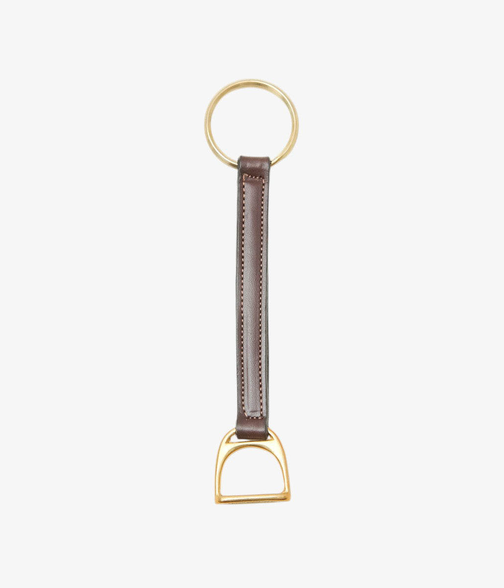 TORY LEATHER ''STIRUP LEATHER KEY FOB'' (HAVANA/BRASS)