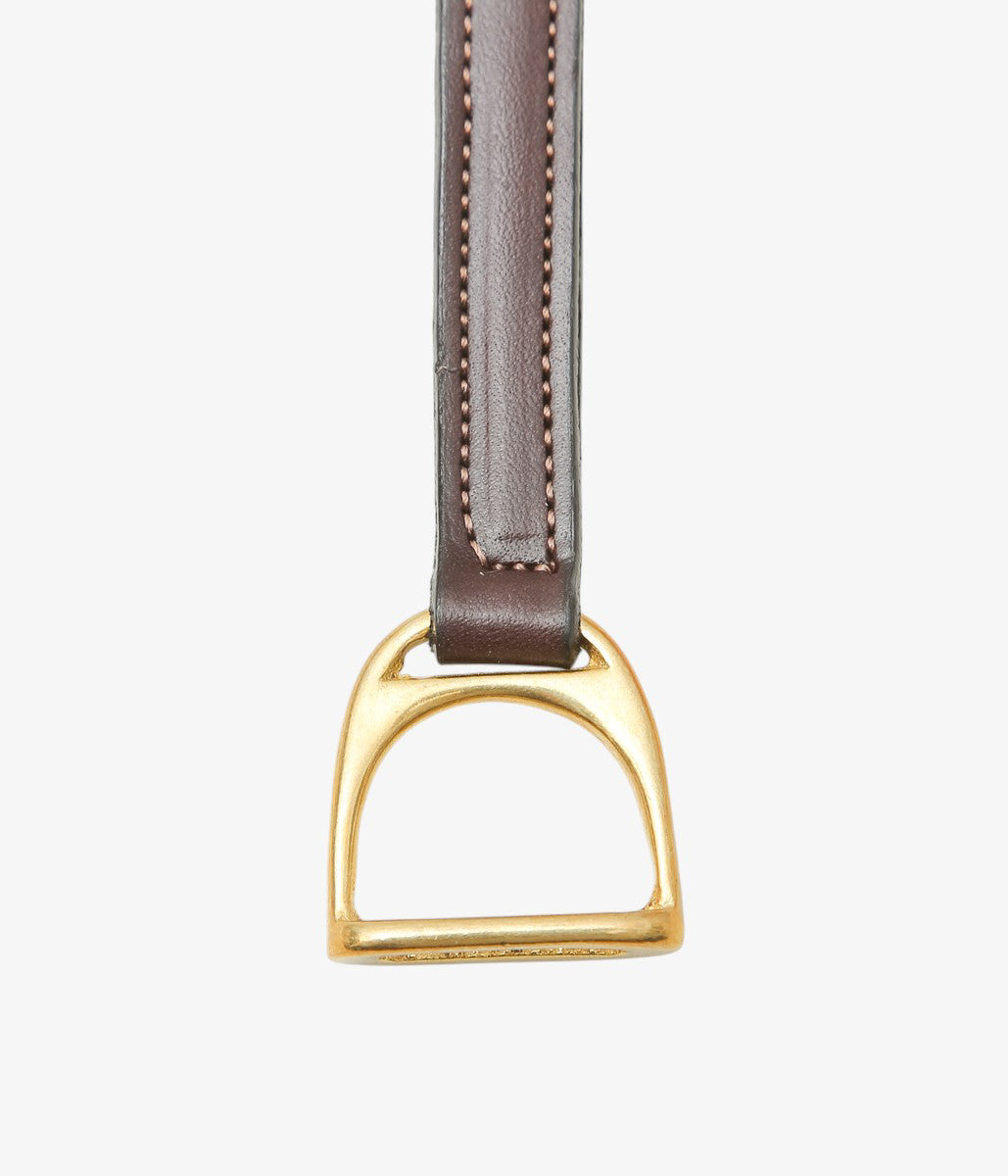 TORY LEATHER ''STIRUP LEATHER KEY FOB'' (HAVANA/BRASS)