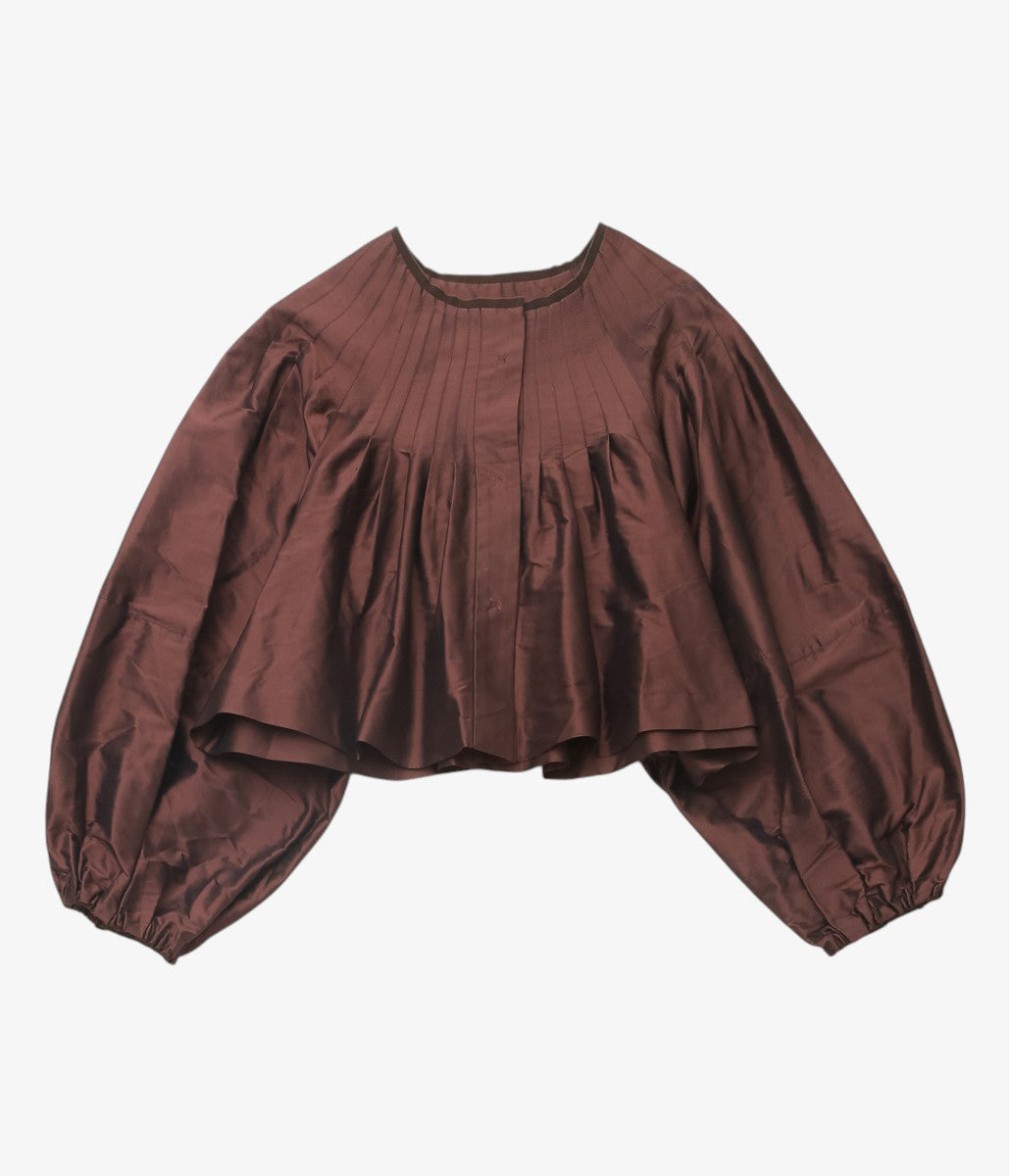 TOURNON ''SILK DUPION CROPPED JK'' (BROWN)