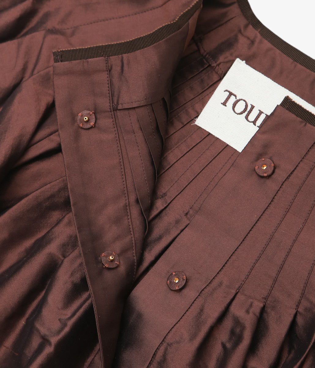 TOURNON ''SILK DUPION CROPPED JK'' (BROWN)
