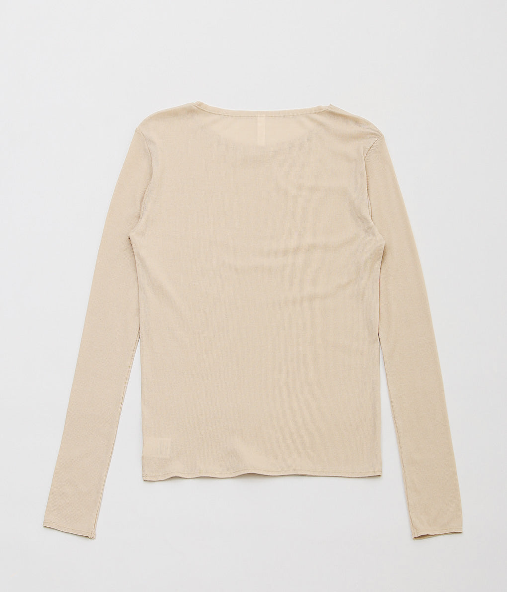 TU ES MON TRESOIR ''CUT-OFF LONG SLEEVE TOP'' (BEIGE)