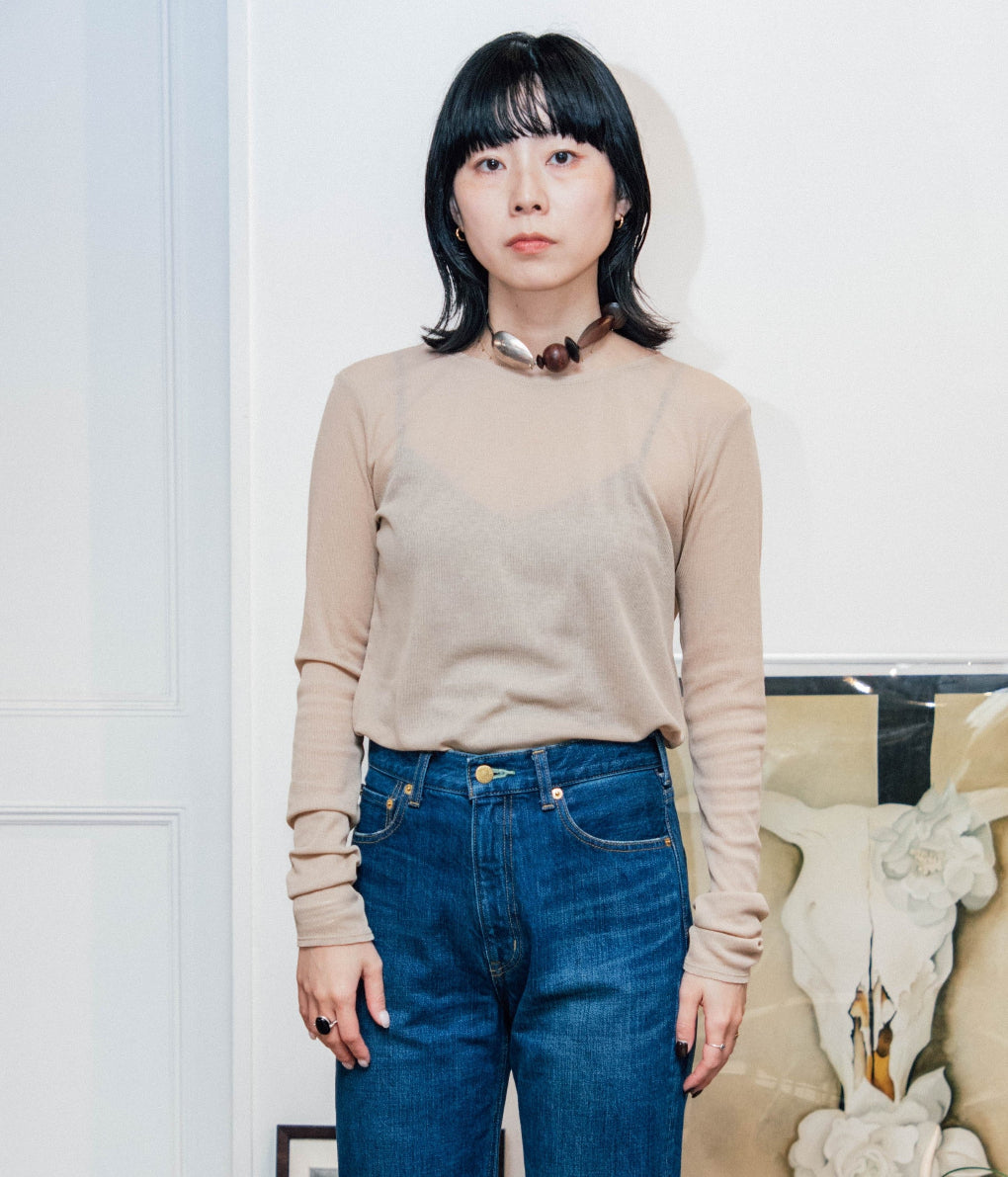 トップス TU ES MONTRESOIR CUT-OFFLONG SLEEVE TOP TU ES MON TRESOIR ''CUT-OFF LONG SLEEVE TOP'' (BEIGE) – THE