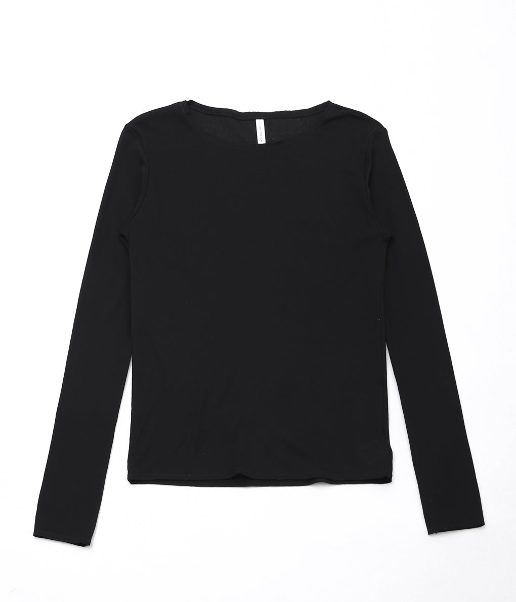 TU ES MON TRESOIR ''CUT-OFF LONG SLEEVE TOP'' (BLACK)