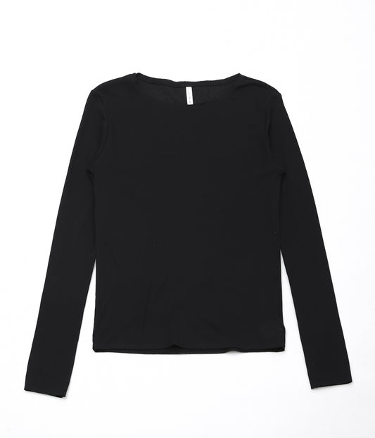 TU ES MON TRESOIR ''CUT-OFF LONG SLEEVE TOP''(BLACK)