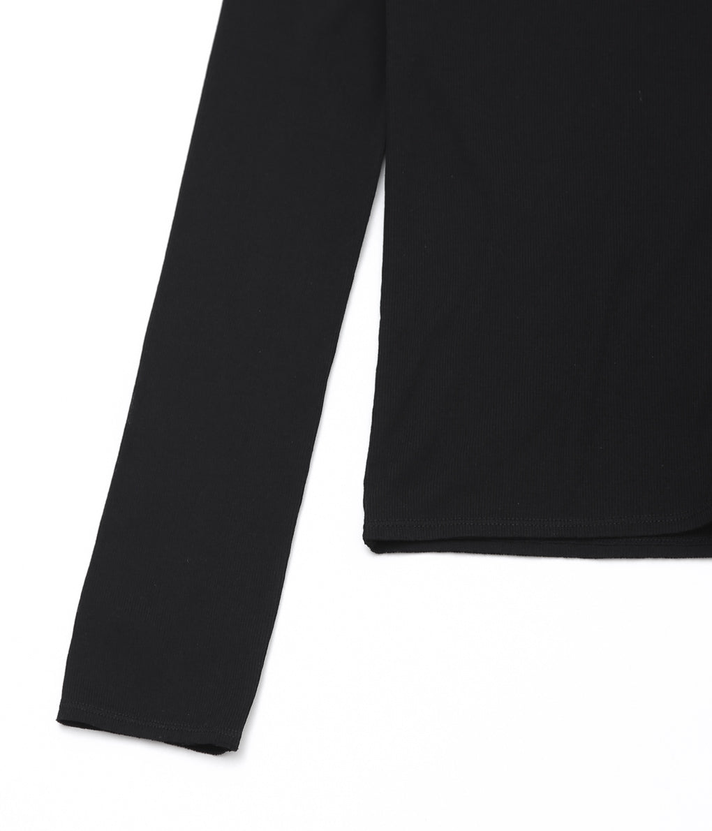 TU ES MON TRESOIR ''CUT-OFF LONG SLEEVE TOP'' (BLACK)