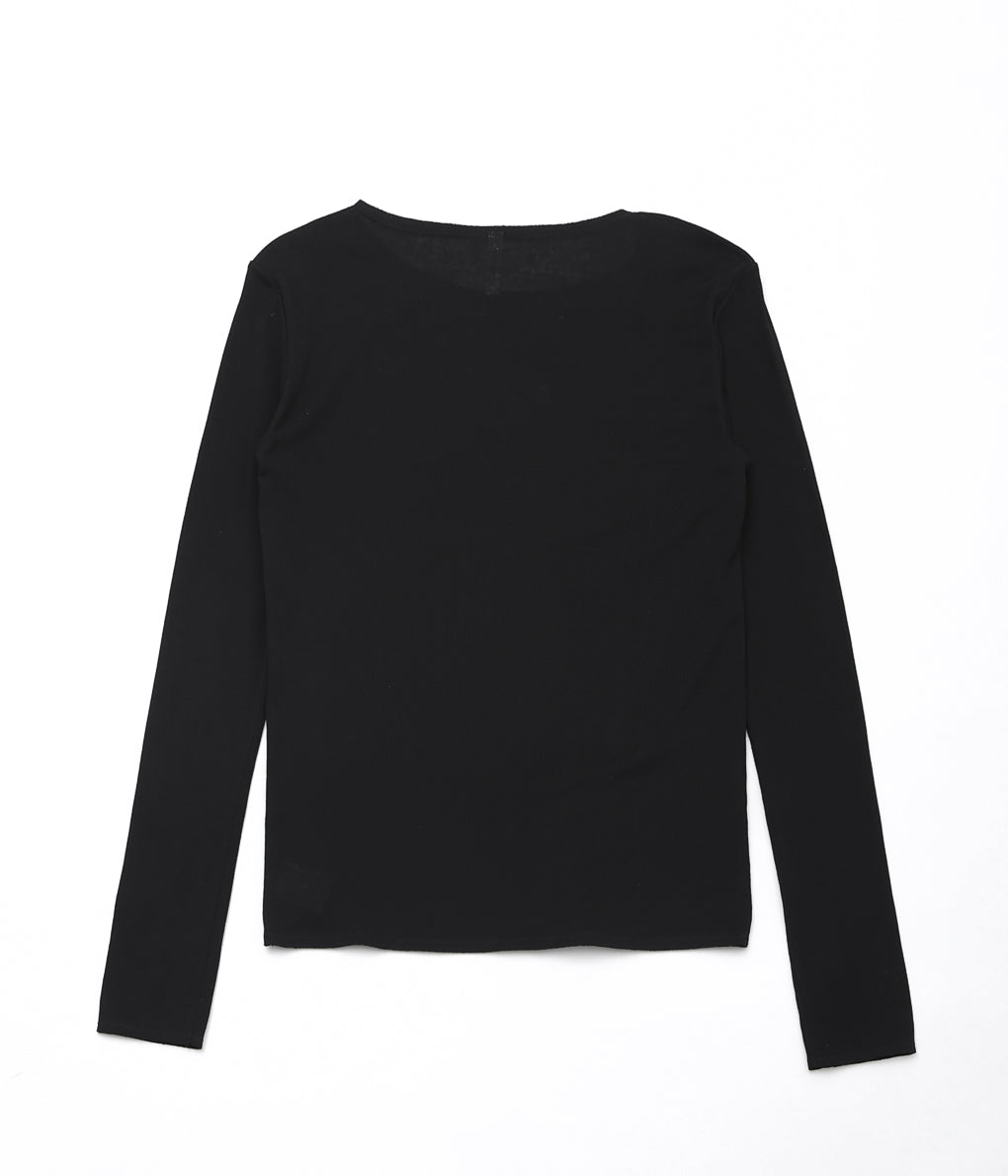 TU ES MON TRESOIR ''CUT-OFF LONG SLEEVE TOP'' (BLACK)