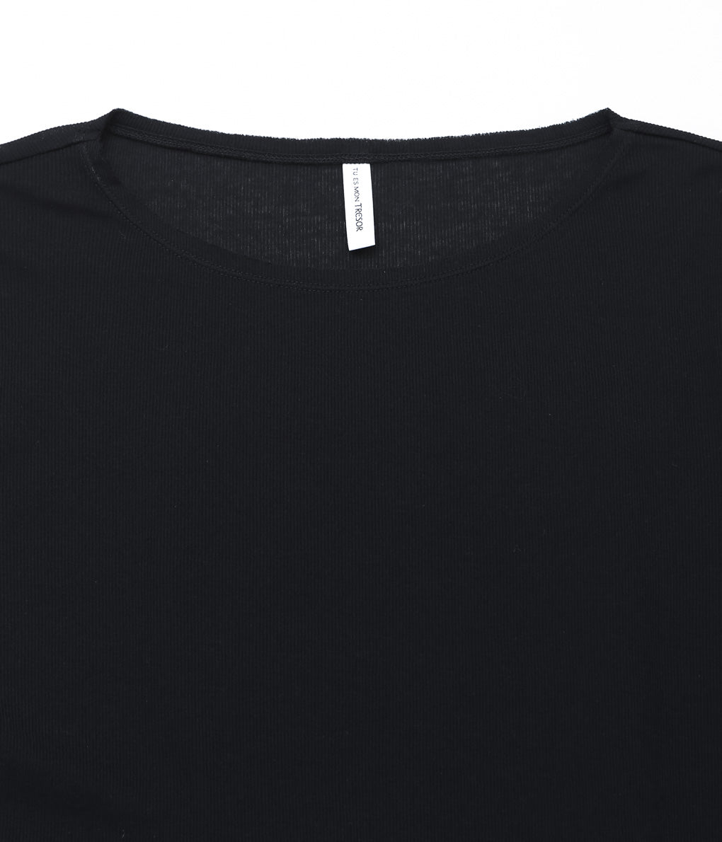 【きれいめファッション51選】上品さと清潔感をキープし TU THE – (BLACK) TOP'' SLEEVE LONG ''CUT-OFF TRESOIR MON ES トップス