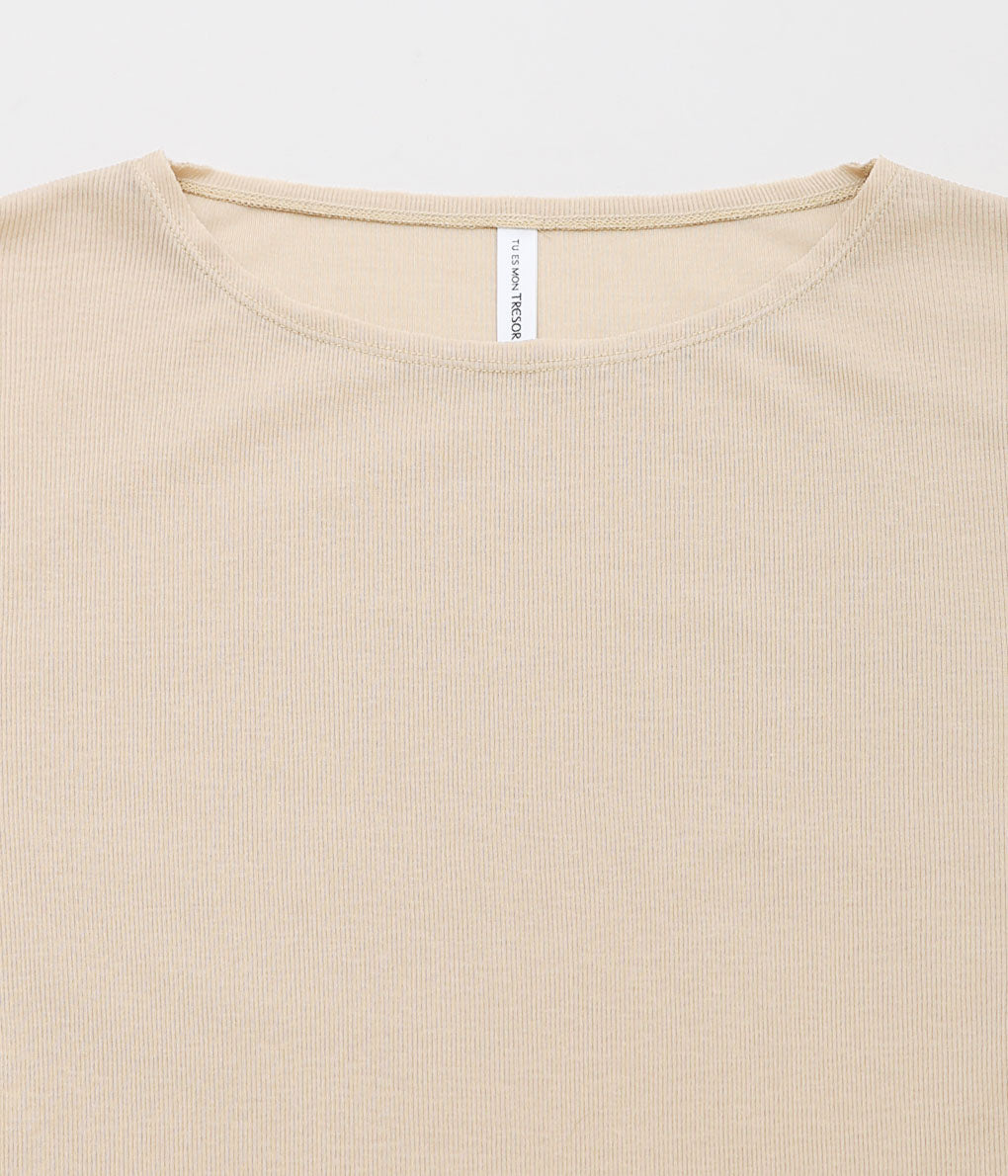 TU ES MON TRESOIR ''CUT-OFF LONG SLEEVE TOP'' (BEIGE) – THE