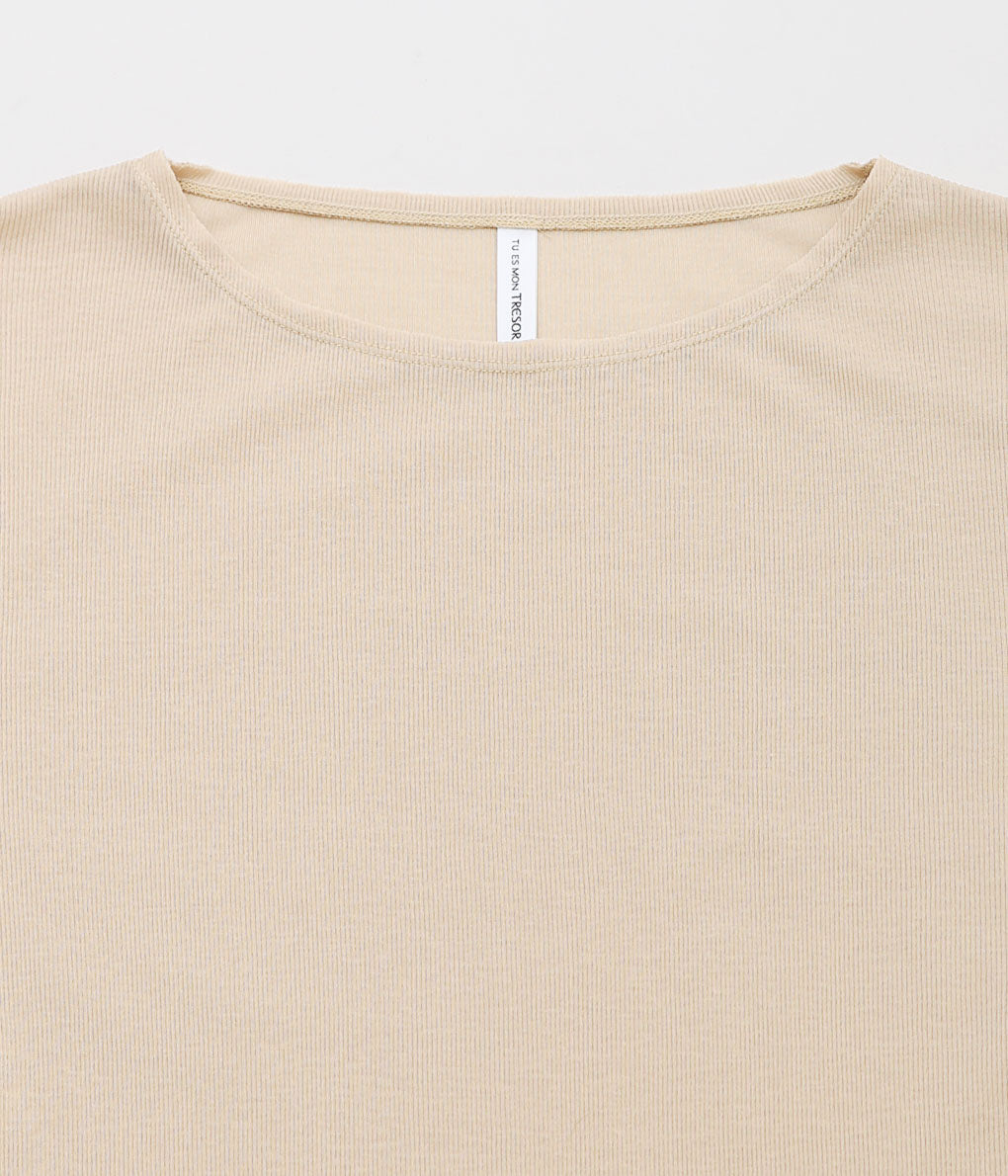 TU ES MON TRESOIR ''CUT-OFF LONG SLEEVE TOP'' (BEIGE)