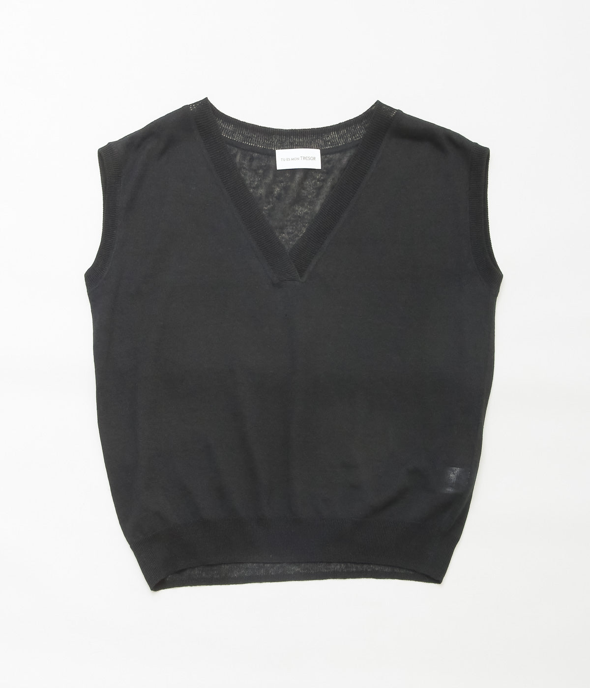 TU ES MON TRESOR ''V-NECK LINEN KNIT VEST'' (BLACK)