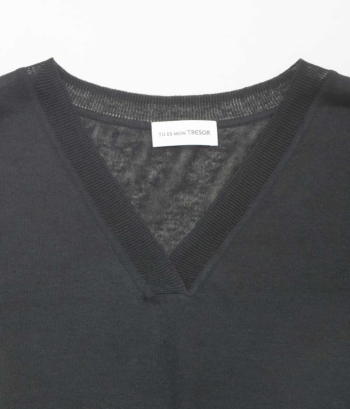 TU ES MON TRESOR ''V-NECK LINEN KNIT VEST'' (BLACK)