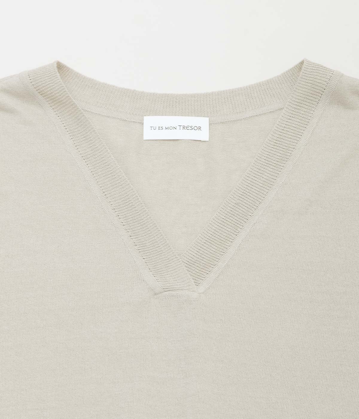 TU ES MON TRESOR ''V-NECK LINEN KNIT VEST'' (L.GREY)