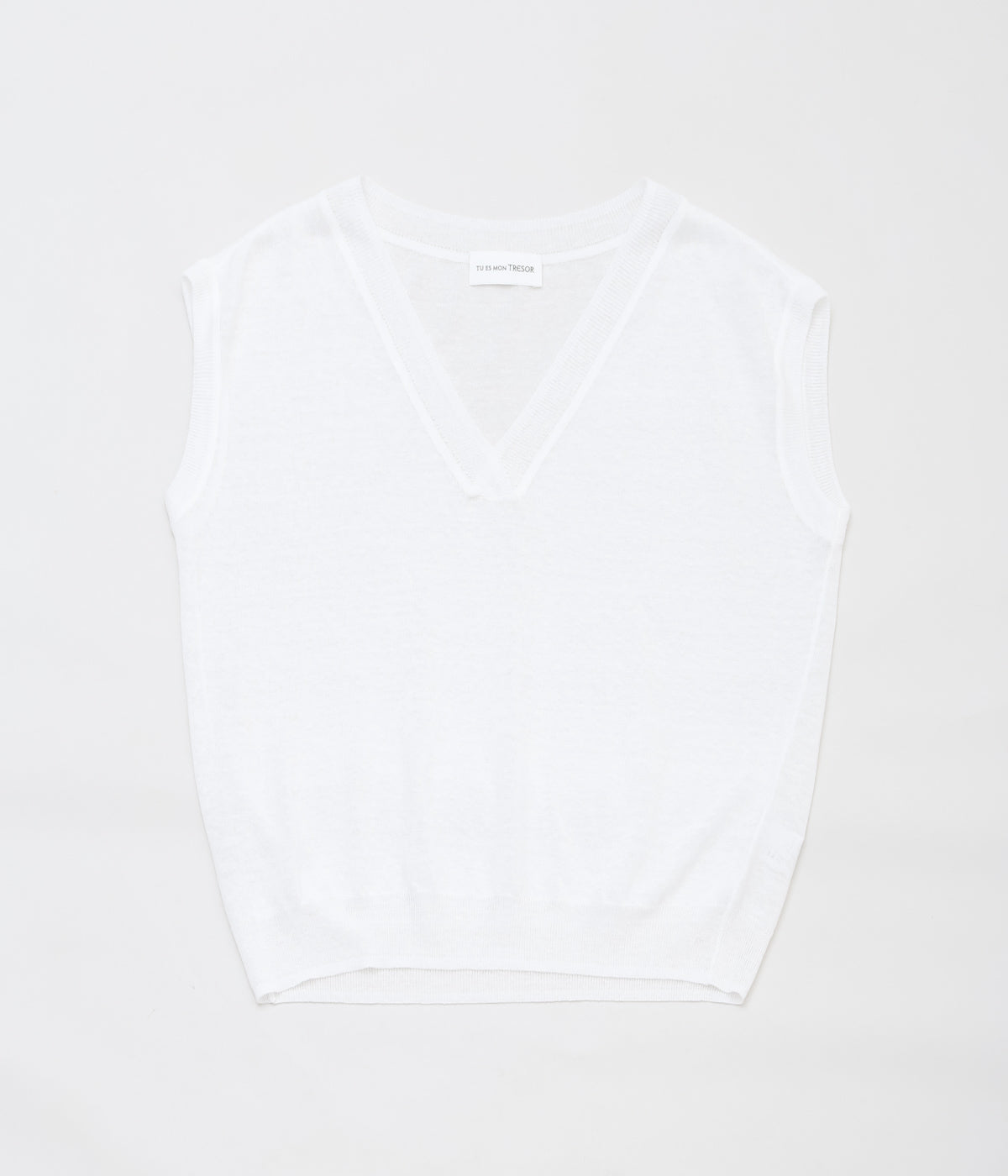 TU ES MON TRESOR ''V-NECK LINEN KNIT VEST'' (WHITE)