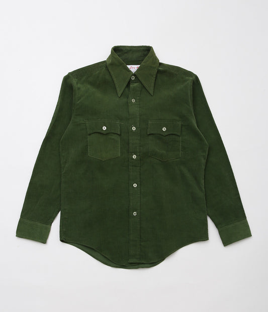 USED&VINTAGE''70'S DEADSTOCK "LAZY-H" CORDUROY SHIRT''(GREEN)