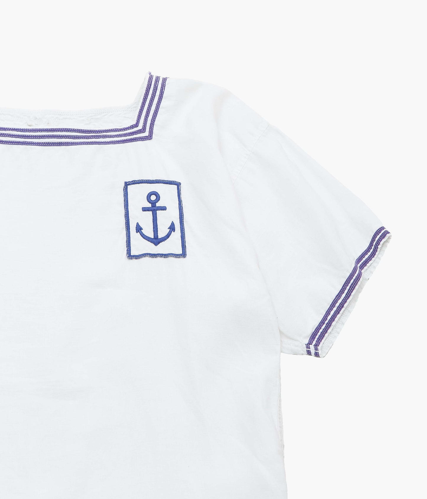 USED&VINTAGE ''50's FRENCH NAVY S/S SAILOR SHIRT'' (WHITE / BLUE)