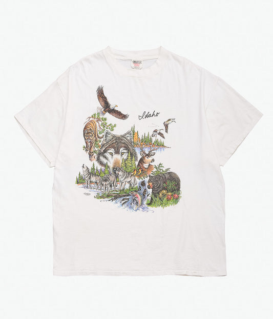 VINTAGE CLOTHING ''90'S ANIMAL TEE'' (WHITE)