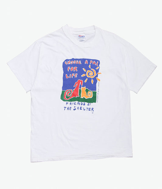 VINTAGE CLOTHING ''90'S CHOOSE A PAL FOR LIFE TEE MADE IN THE U.S.A.'' (WHITE)