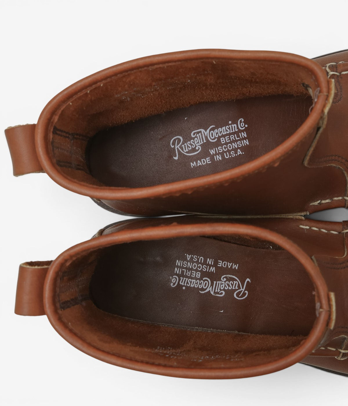 USED&VINTAGE ''90's RUSSELL MOCCASIN KNOCK-A-BOUT BOOT'' (BROWN-2)