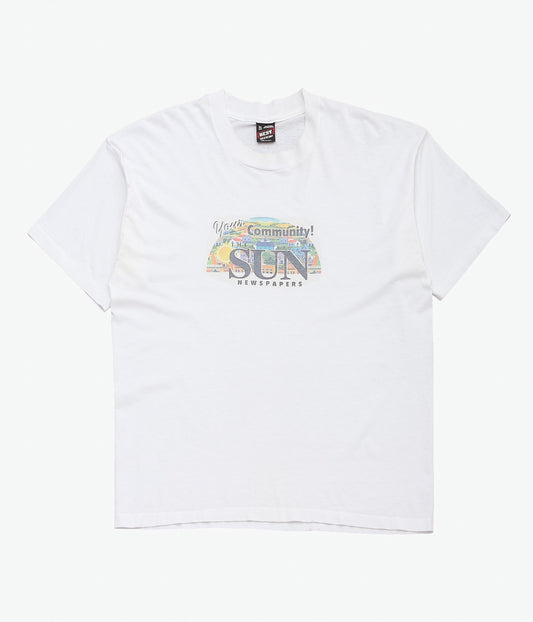 VINTAGE CLOTHING ''90'S SUN NEWSPAPER TEE'' (WHITE)