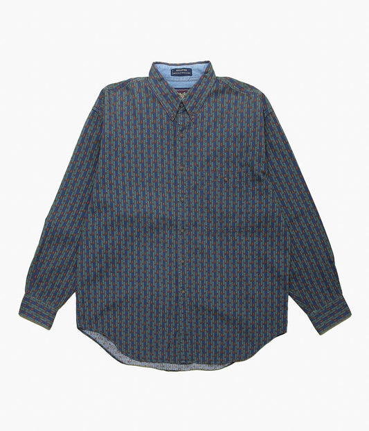 USED&VINTAGE ''CHAPS COTTON MULTI STRIPE SHIRT MADE IN U.S.A'' (DK.GREEN)