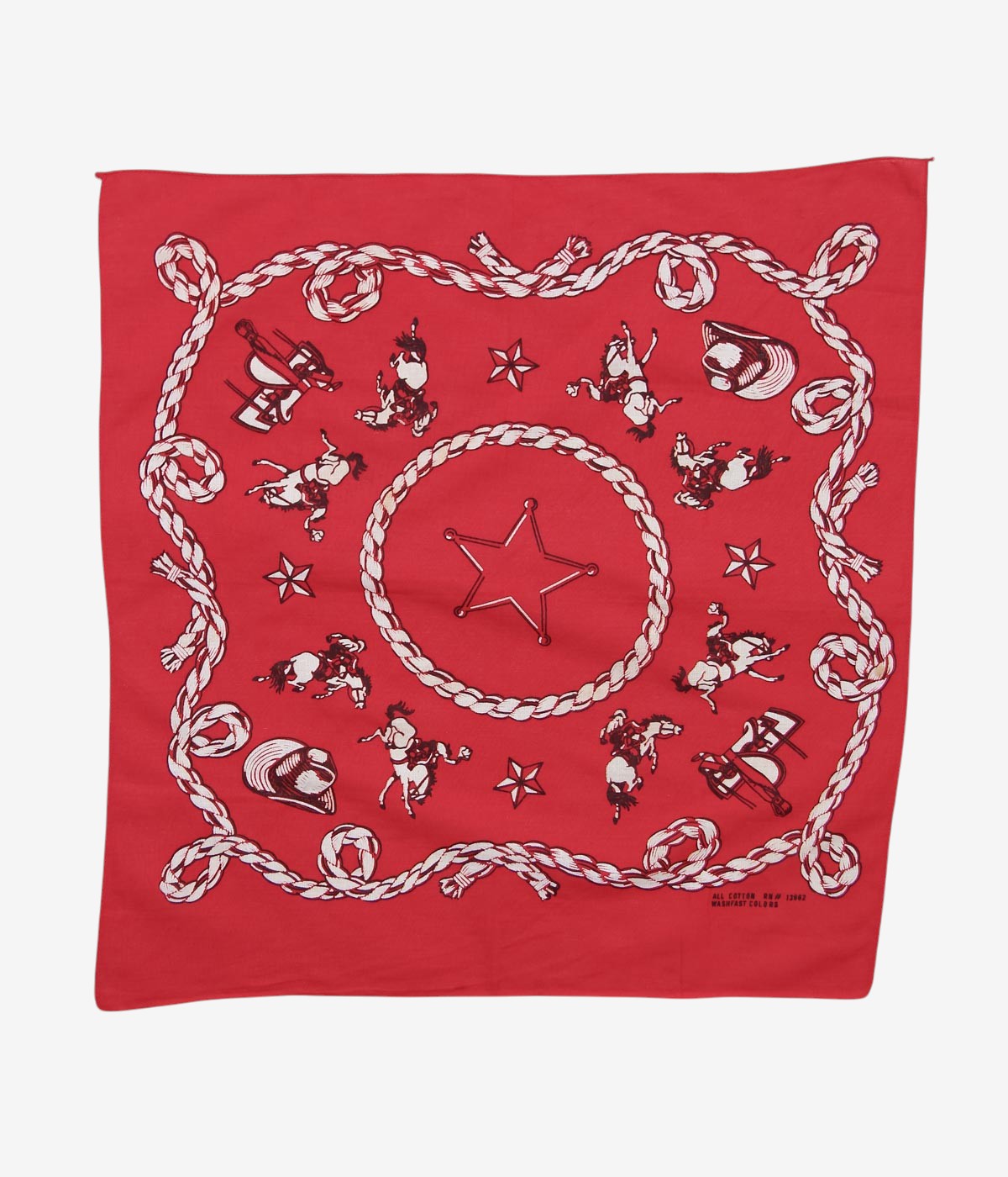 VINTAGE ACCESSORIES "50's MADE IN USA COWBOY BANDANA / RN#13962" (RED)