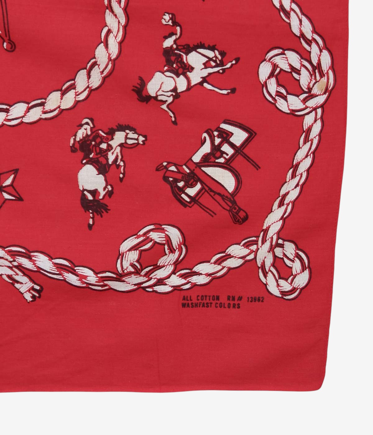 VINTAGE ACCESSORIES "50's MADE IN USA COWBOY BANDANA / RN#13962" (RED)