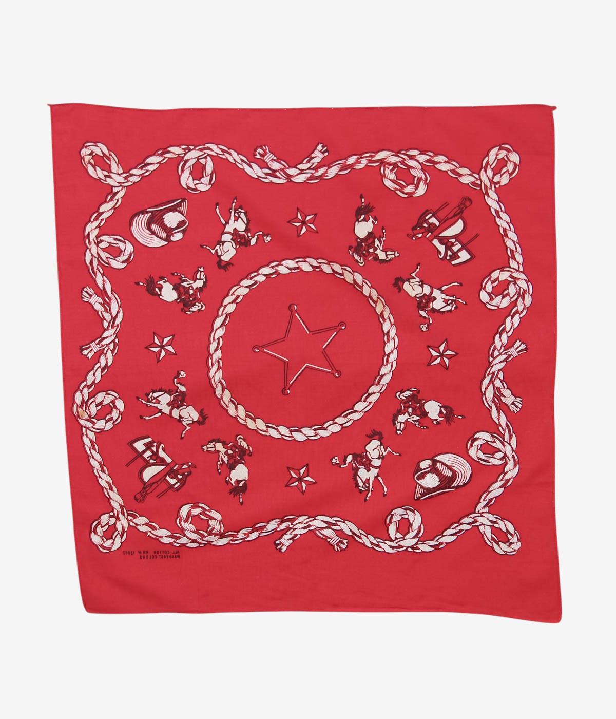 VINTAGE ACCESSORIES "50's MADE IN USA COWBOY BANDANA / RN#13962" (RED)