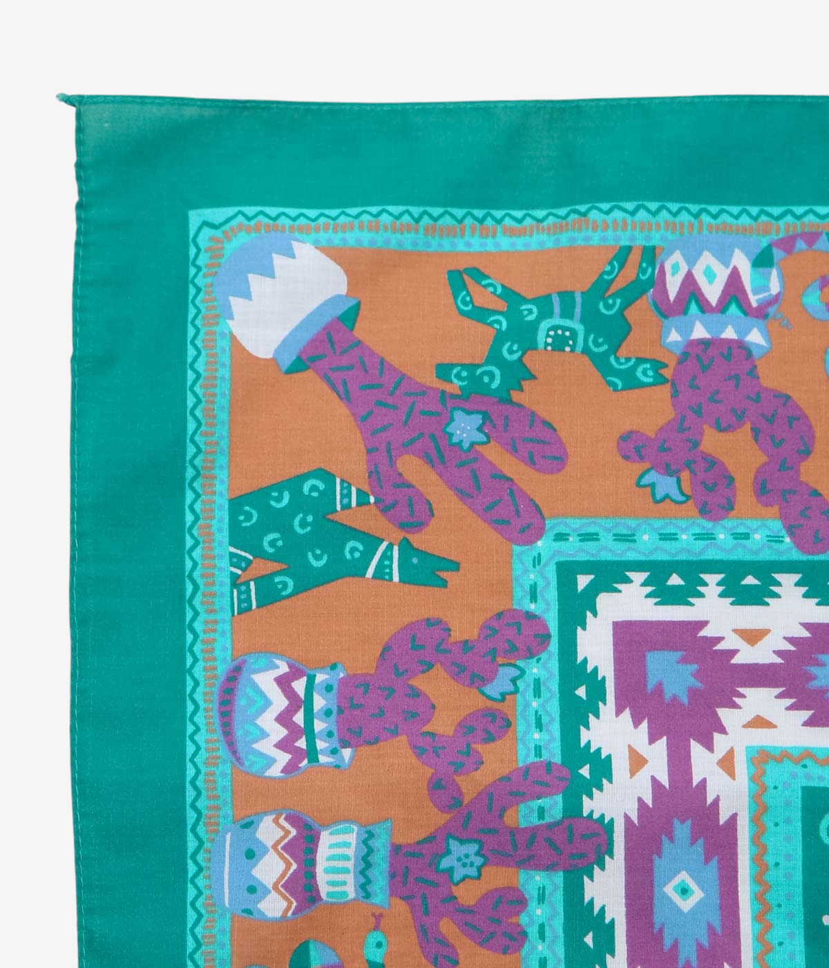 VINTAGE ACCESSORIES ''70's~80's SOUTHWESTERN STYLE BANDANA / RN16463'' (GREEN)