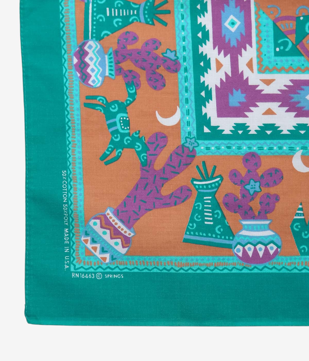 VINTAGE ACCESSORIES ''70's~80's SOUTHWESTERN STYLE BANDANA / RN16463'' (GREEN)