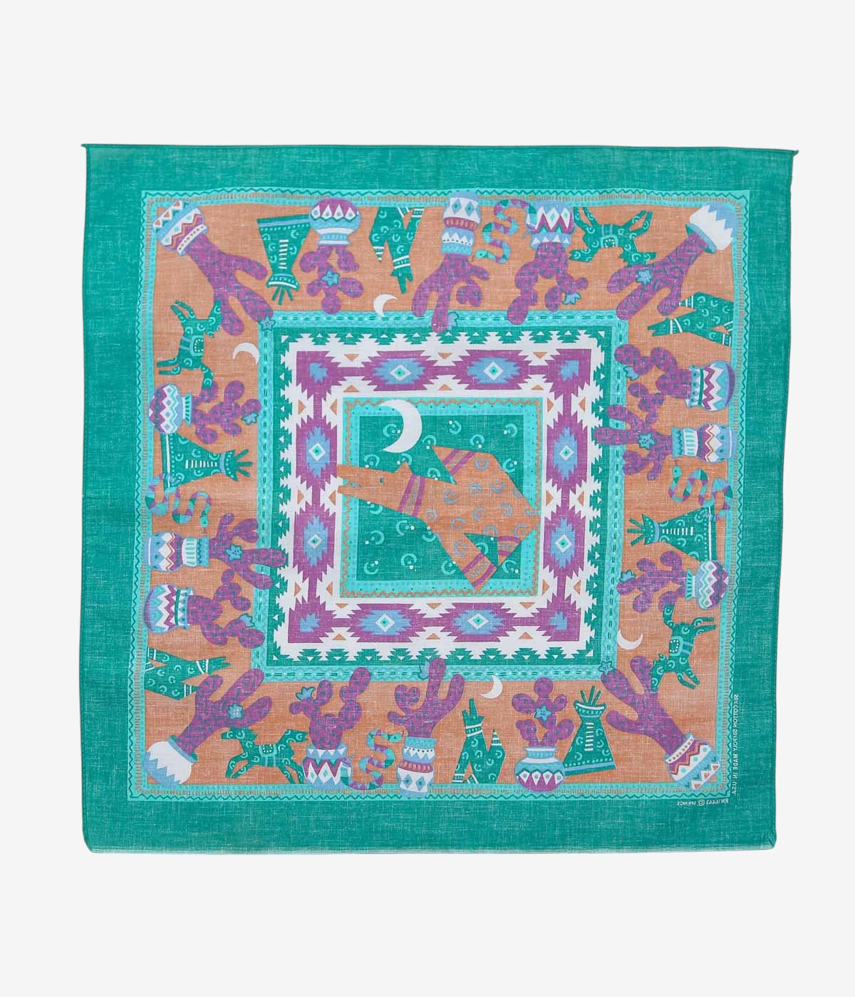 VINTAGE ACCESSORIES ''70's~80's SOUTHWESTERN STYLE BANDANA / RN16463'' (GREEN)