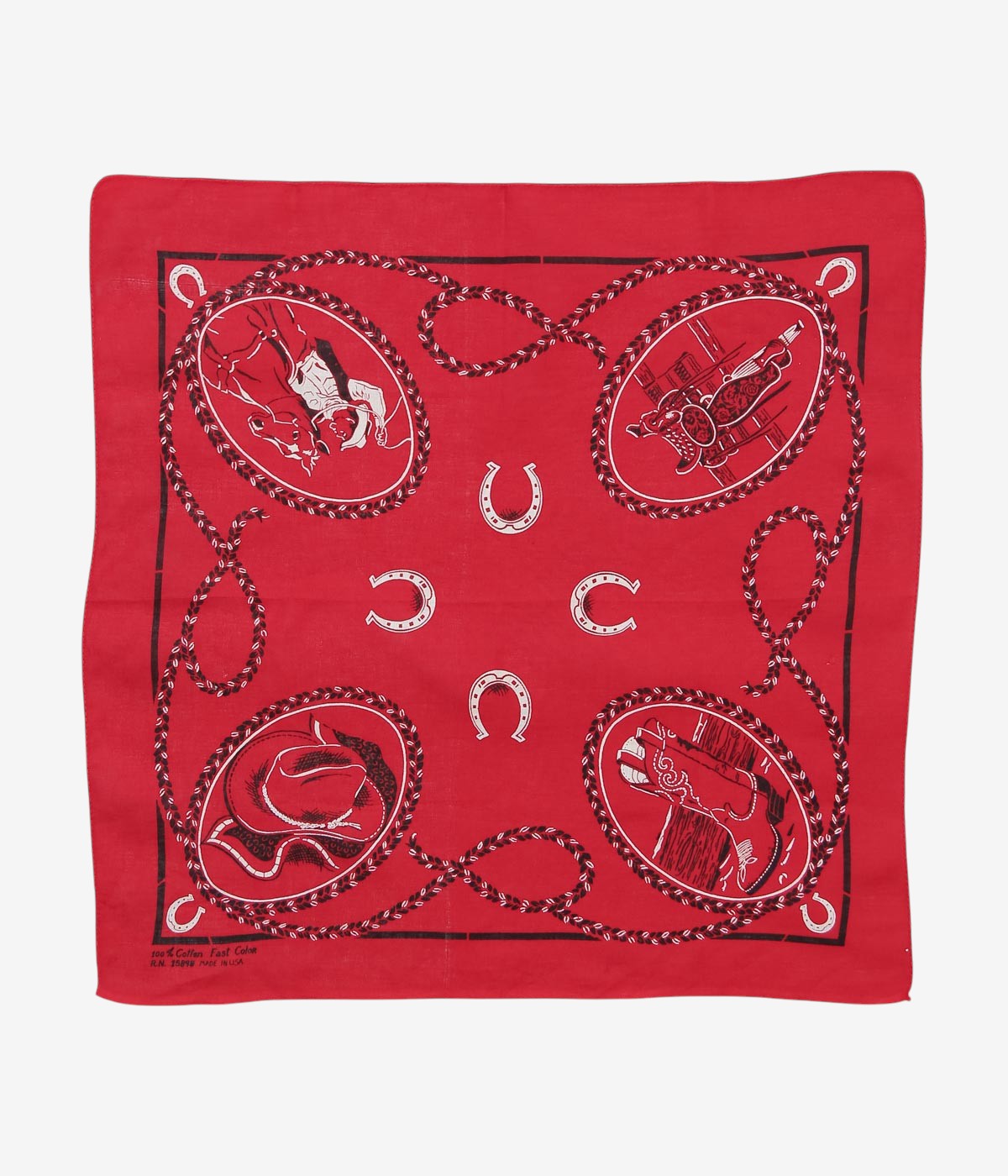 빈티지 액세서리 "MADE IN USA COWBOY BANDANA / RN15898" (레드)